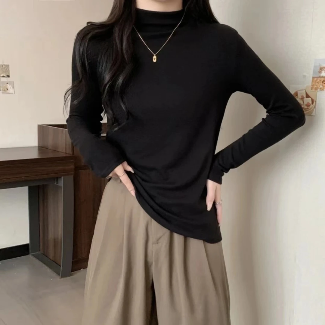 2024秋季新款半高领打底衫洋气修身显瘦内搭【雅丹】美拉德保暖T恤