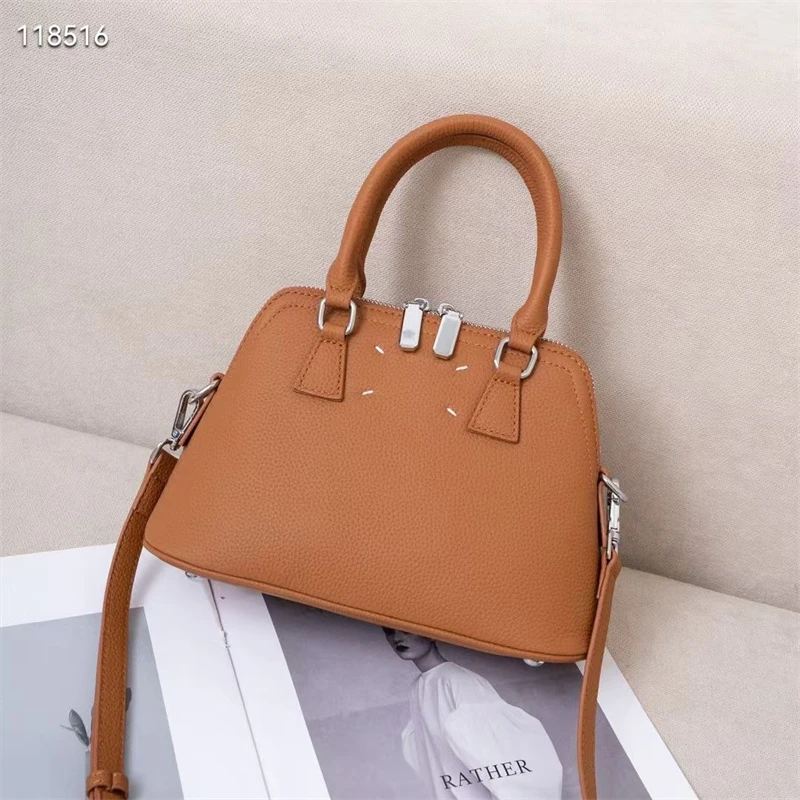 欧美时尚头层牛皮贝壳包单肩斜挎小众设计新款潮百搭高质感女