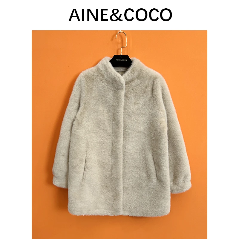 【02】2024新款皮毛一体外套女冬季立领加厚中长款毛绒上衣外套