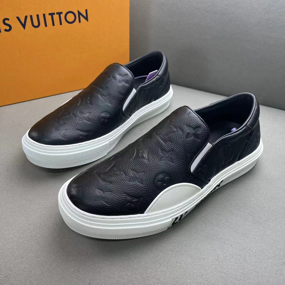 LouisVuitton/路易威登黑色老花浮雕联名百搭一脚蹬 39.5码/全新