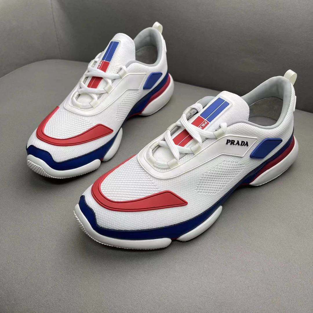 Prada/普拉达白色网面舒适时尚百搭系带增高运动鞋 42.5码/全新