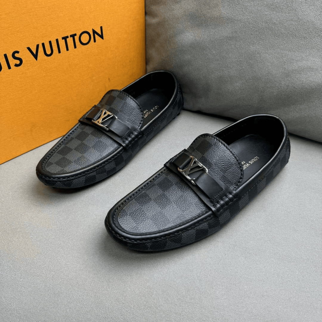 LouisVuitton/路易威登黑色棋盘格时尚百搭豆豆鞋 39码/全新