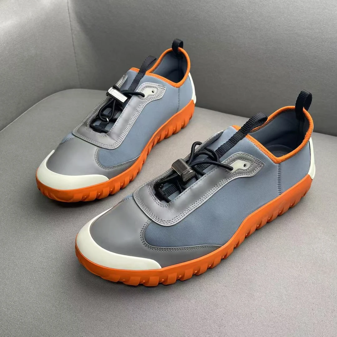 95新 Prada/普拉达 灰橙编织面舒适时尚百搭透气运动鞋 43码