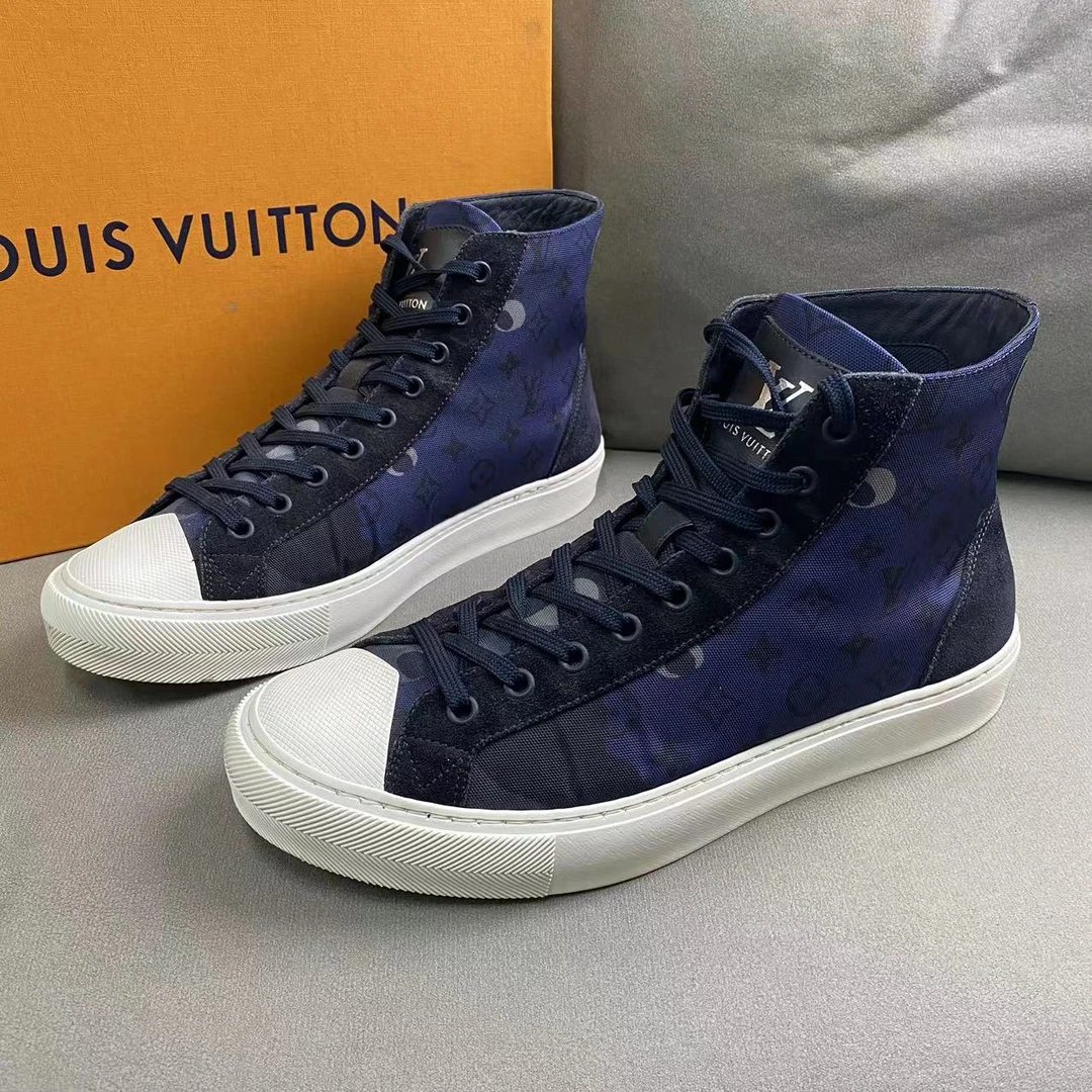 LouisVuitton/路易威登蓝色高帮星空老花休闲板鞋 96新/40/40.5码