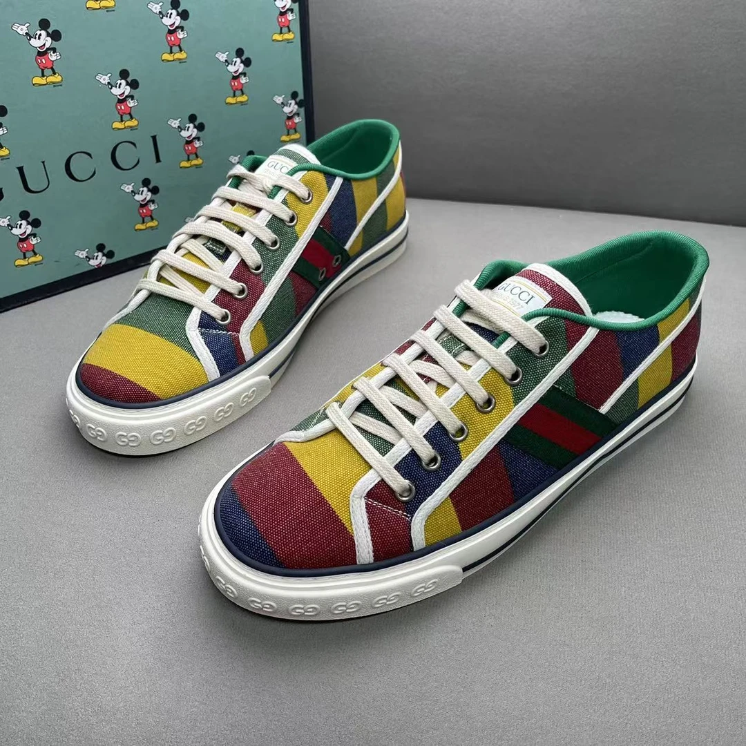 未使用 GUCCI/古驰 多色拼接1977时尚潮流系带板鞋 41.5码/全新