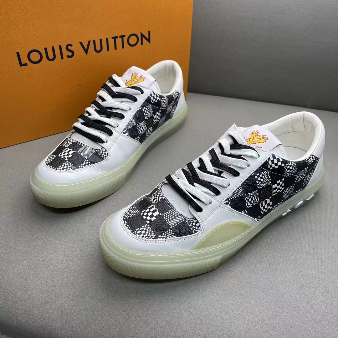 LouisVuitton/路易威登黑白经典棋盘格时尚板鞋 40.5/42码/96新