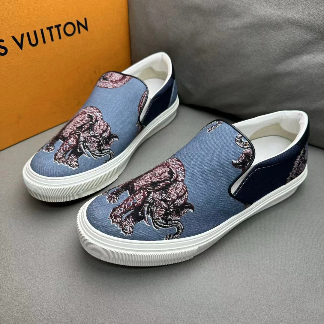 未使用 LouisVuitton/路易威登 蓝色大象印花一脚蹬 42.5码/全新