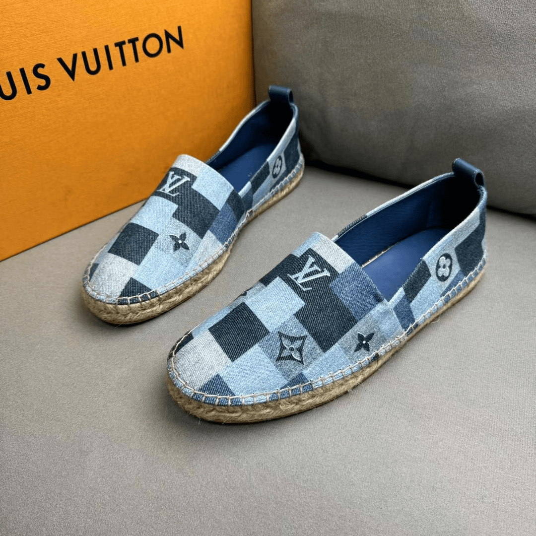 LouisVuitton/路易威登蓝色棋盘格老花棋盘格渔夫鞋 39码/96新