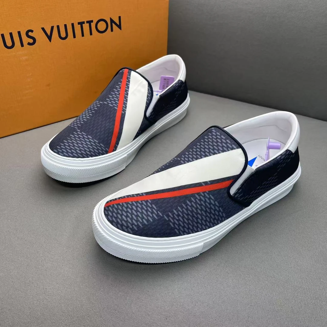 99新 LouisVuitton/路易威登 蓝色舒适百搭棋盘格一脚蹬 38.5码