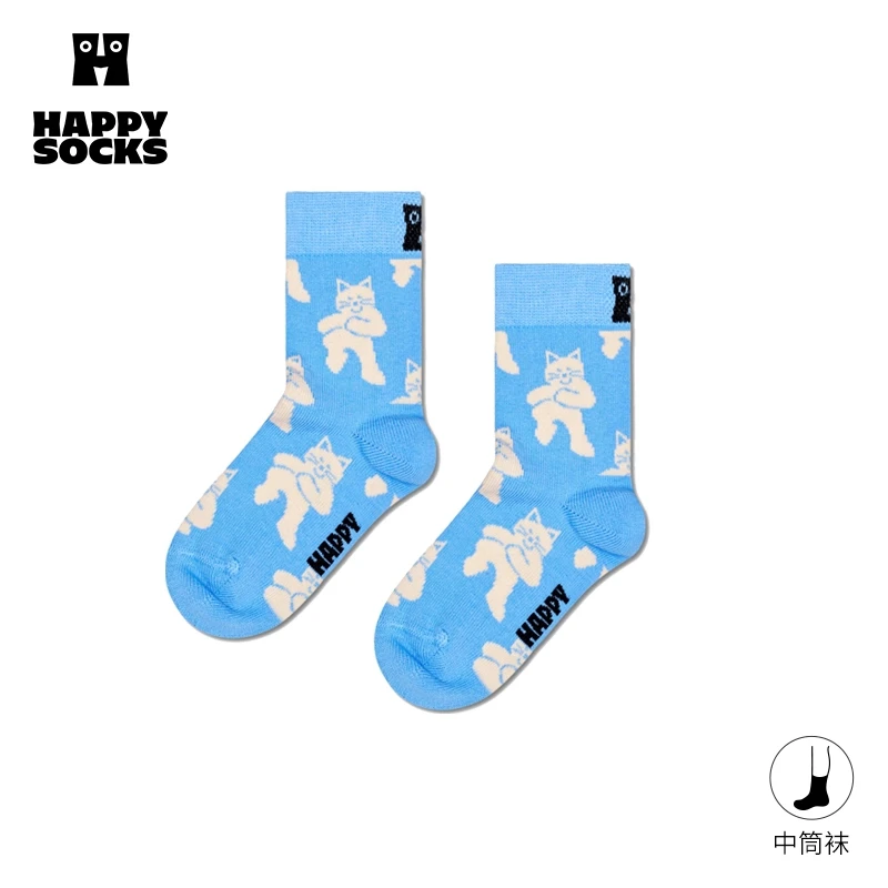 HappySocks【新品】春秋款童袜多巴胺棉袜中筒袜