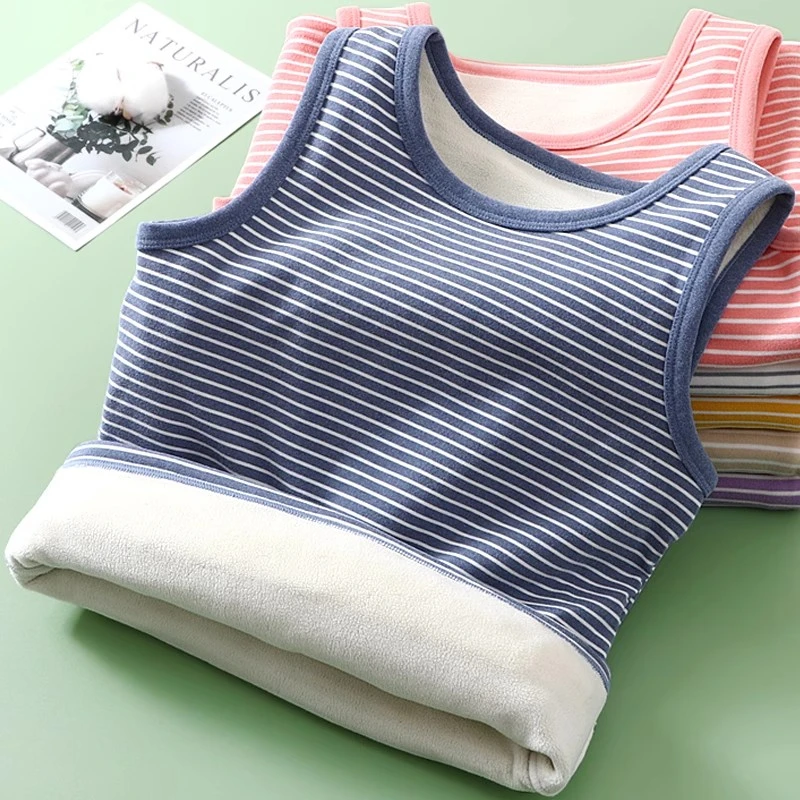 儿童加绒加厚背心宝宝女童保暖贴身内穿秋冬打底男童马甲小孩套头