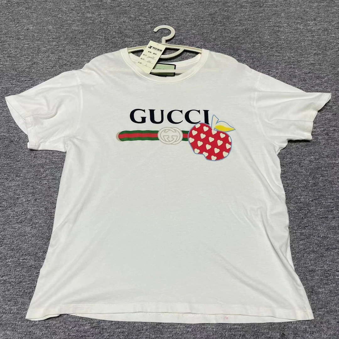 【聚星甄选】GUCCI/古驰白色休闲圆领百搭印花短袖95新 L码 jxsc175