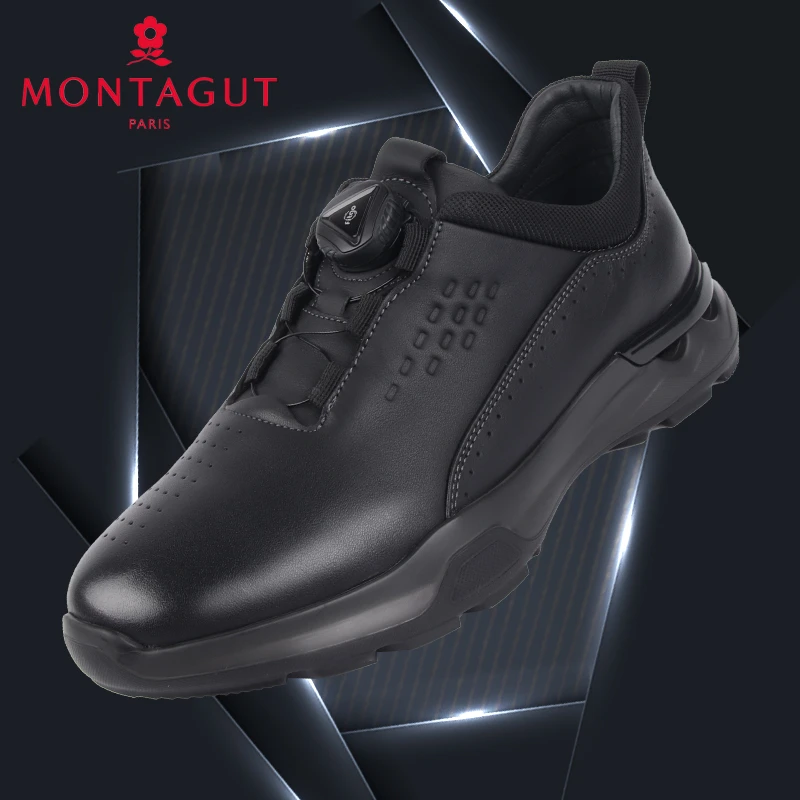Montagut/梦特娇秋男士户外运动轻盈登山防滑缓震厚底真皮BOA跑鞋