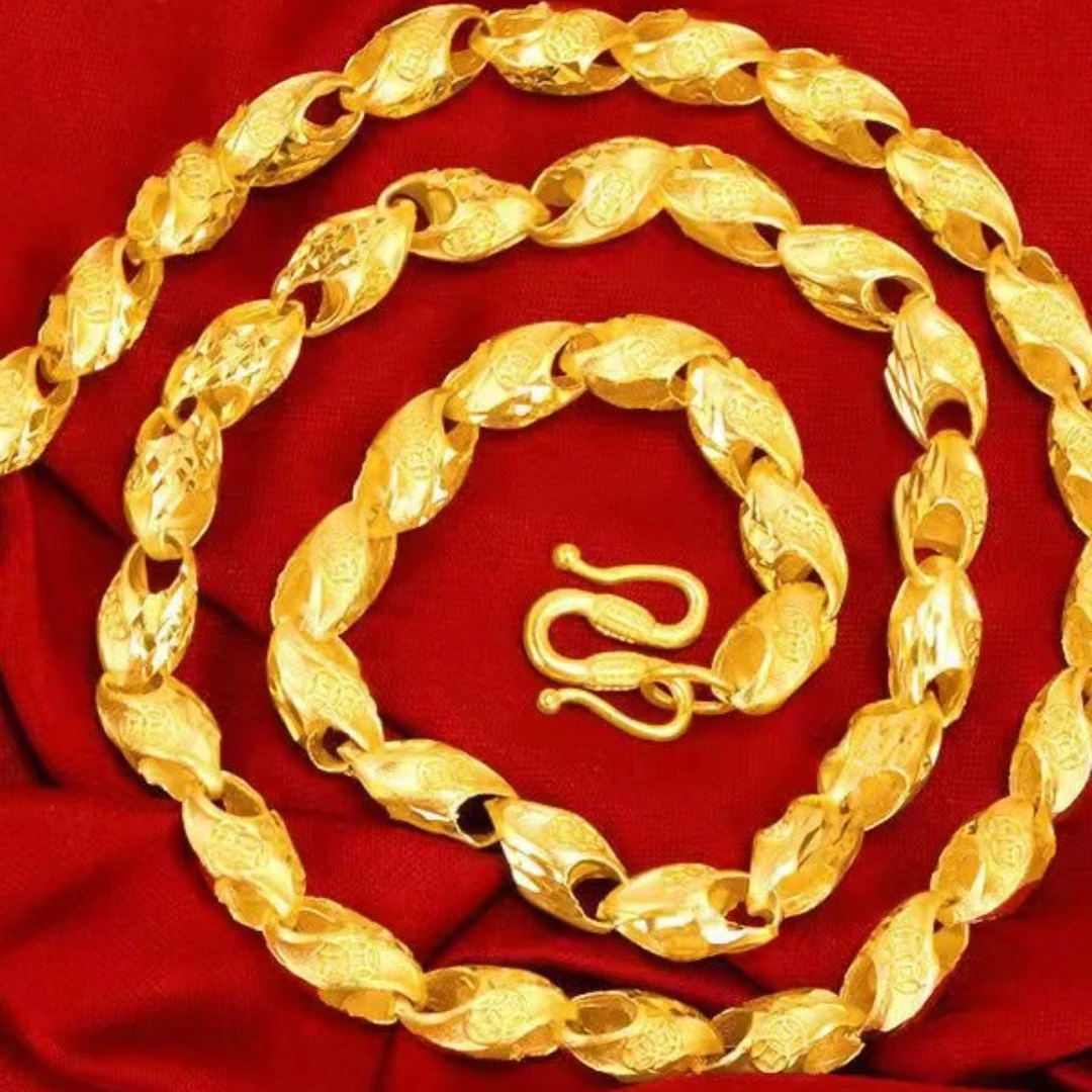 合金项链 2024新款（麦穗项链）男士男款时尚金色磨砂霸气素款精