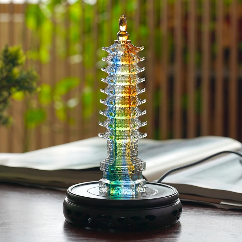 琉璃吉祥物桌五台山绿色九层9层文昌塔摆件书桌高考状元塔纪念品