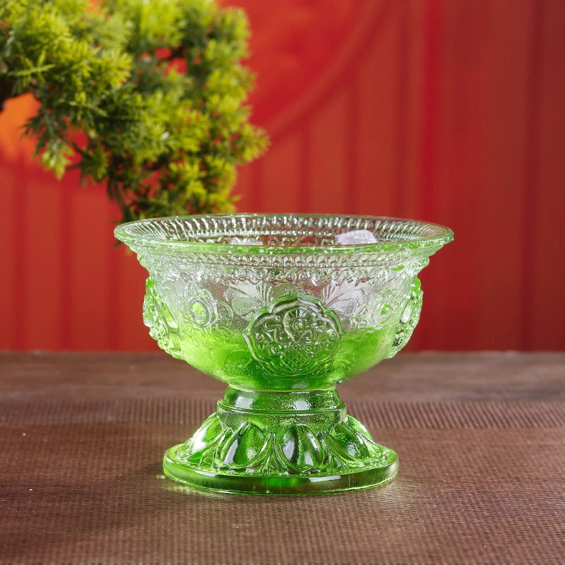 古法琉璃盏酒杯八吉祥水杯子八吉祥家用杯客厅水杯供佛用具