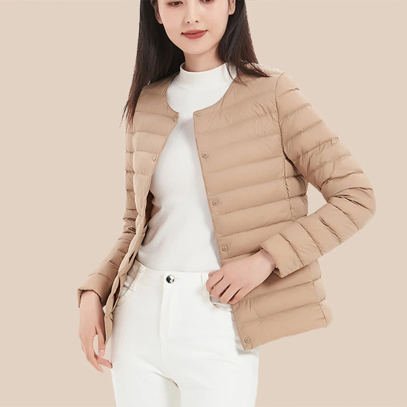 TZ12024年新款大码白鸭绒轻薄秋冬休闲轻便圆领变V领保暖修身外套