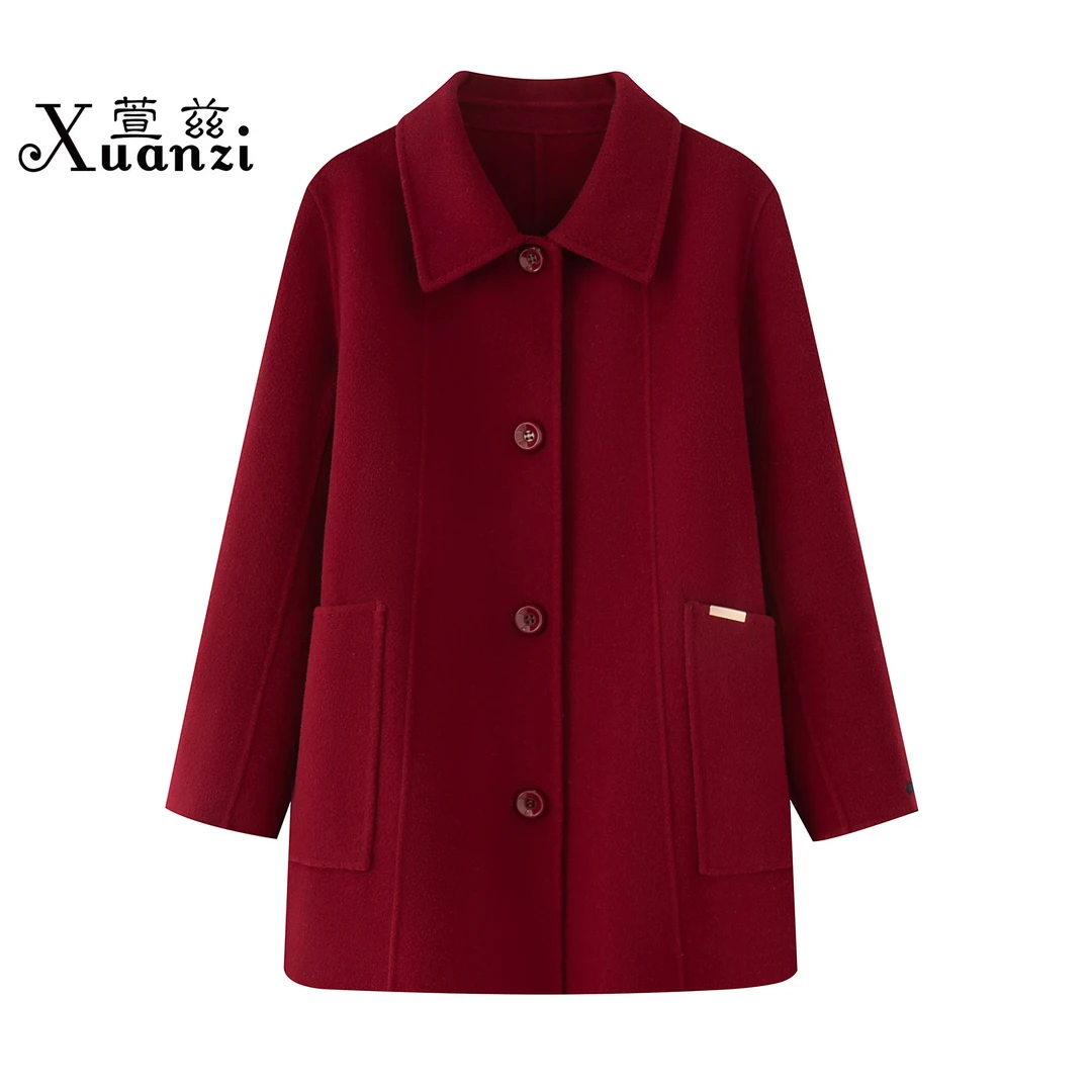 Xuanzi/萱兹短款【100%纯羊毛】春秋冬娃娃领百搭洋气双面羊毛大衣G