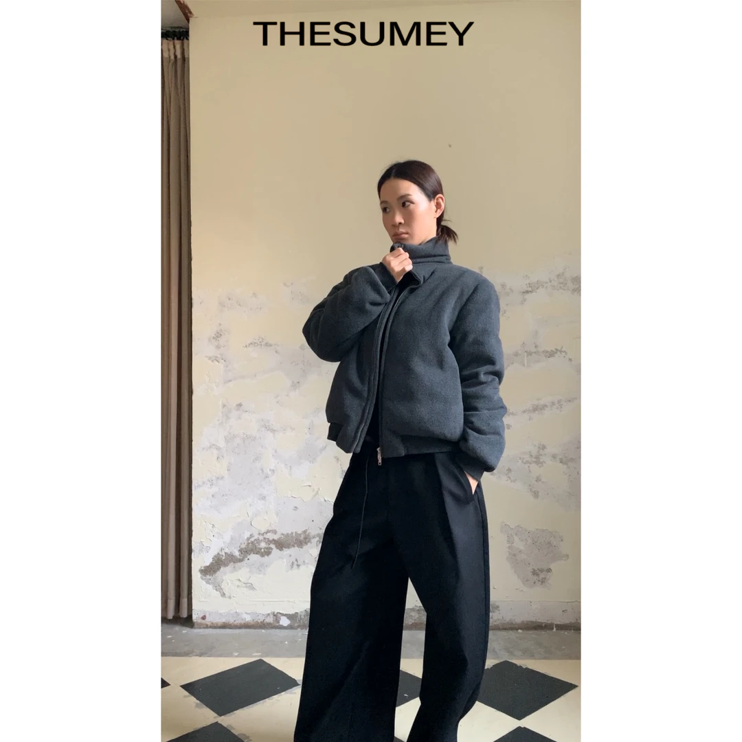 THESUMEY立领加厚短款羽绒服外套女