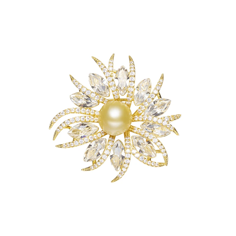 【大D】金兰花金珠胸针/10-11MM