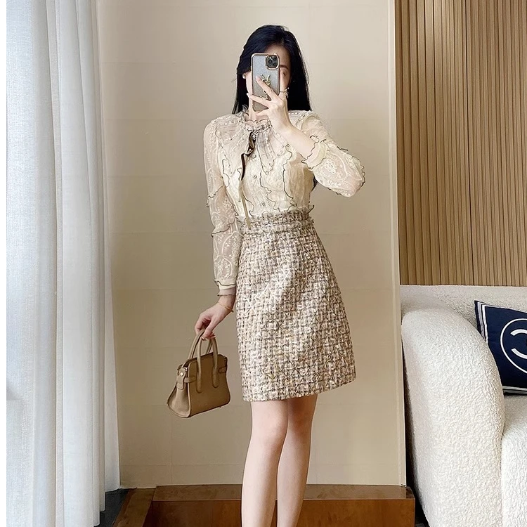 2024秋季新品轻奢风时尚气质穿搭小香风高级感连衣裙法式修身1150