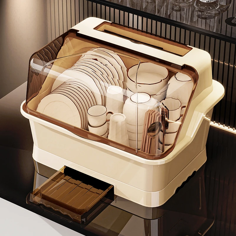 厨房沥水碗柜带盖放碗箱装碗碟盘家用碗架置物架子碗筷收纳盒台面