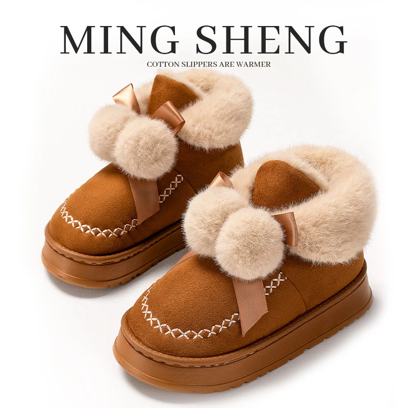 厚底增高冬季爆款加厚保暖舒适棉靴锁温百搭女款甜美精致毛绒棉靴