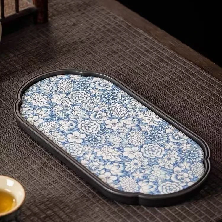 C252干泡盘日式迷你简约四方小型茶台创意吸水茶盘家用沥水托盘