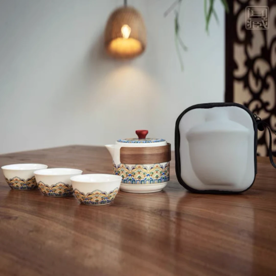 C118珐琅彩敦煌车载便携茶壶