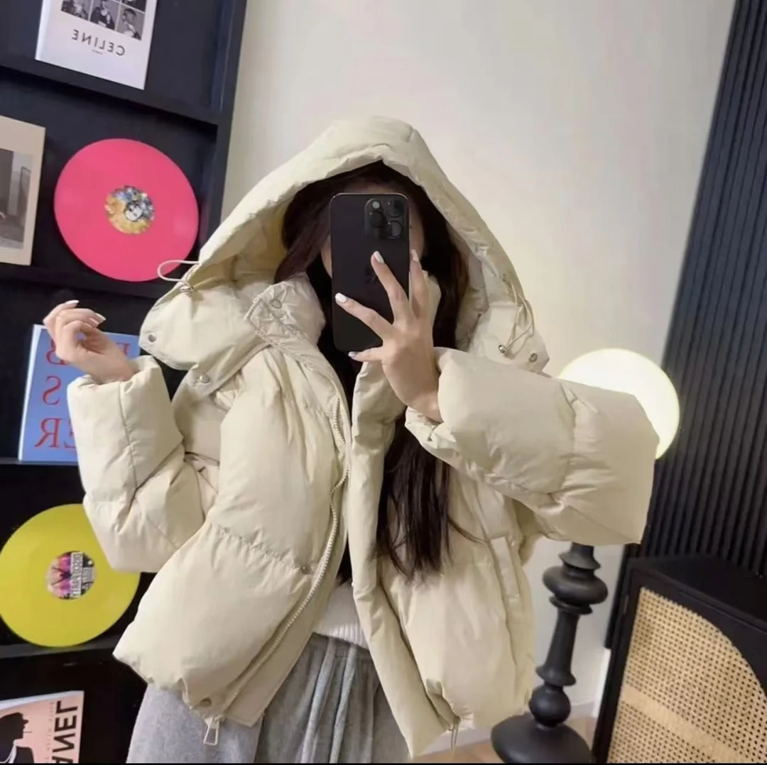 2024冬季新款连帽帽子可脱卸短款加厚羽绒服