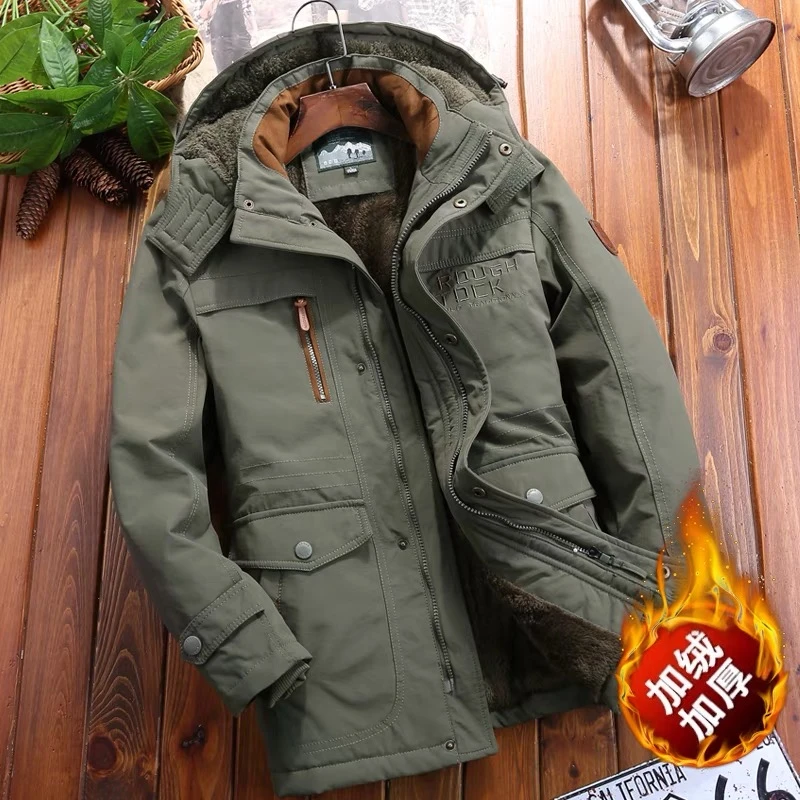 雅鹿优选加绒加厚棉服大码男休闲棉衣外套冬季防风户外登山
