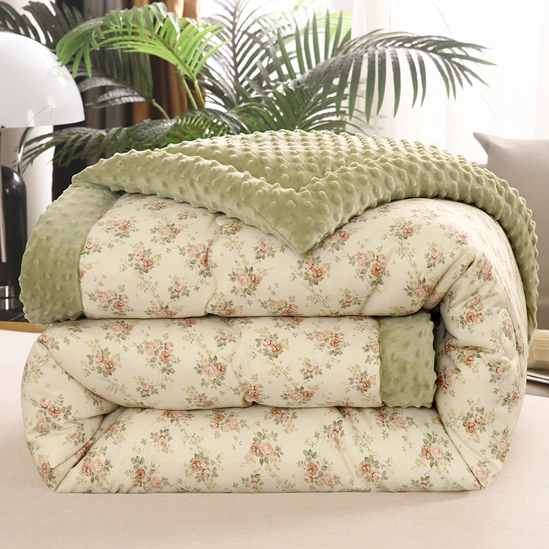 【堂一静专属】纯棉豆豆被双人被加绒加厚可机洗绒棉蓬松冬被