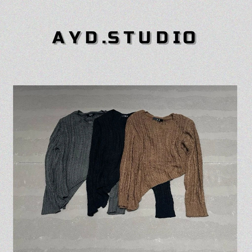 AYD简约设计垫肩毛衣9020