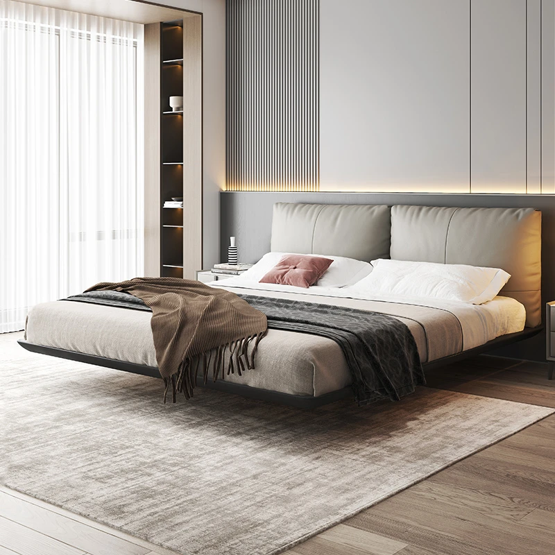 卡丽蒂悬浮床轻奢现代简约主卧双人大床软包婚床意式极简真皮床