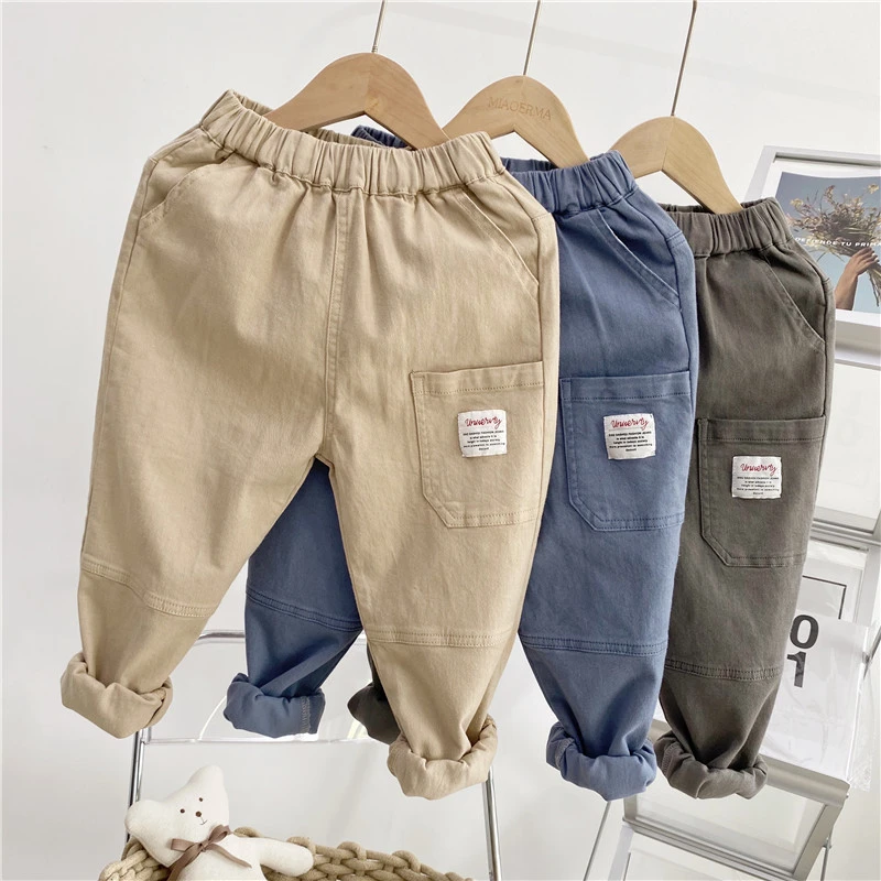 K3408男童春秋裤子秋装新款儿童工装裤男孩百搭长裤洋气束脚裤潮