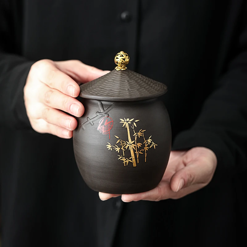 茶叶罐精品高档紫砂罐中大号陶瓷密封罐复古普洱储藏茶罐储存茶业