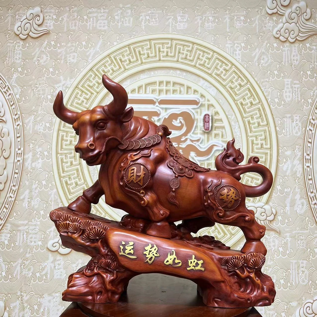 家居摆件不分色抬头牛书房博古架桌面摆件长52cm高46cm