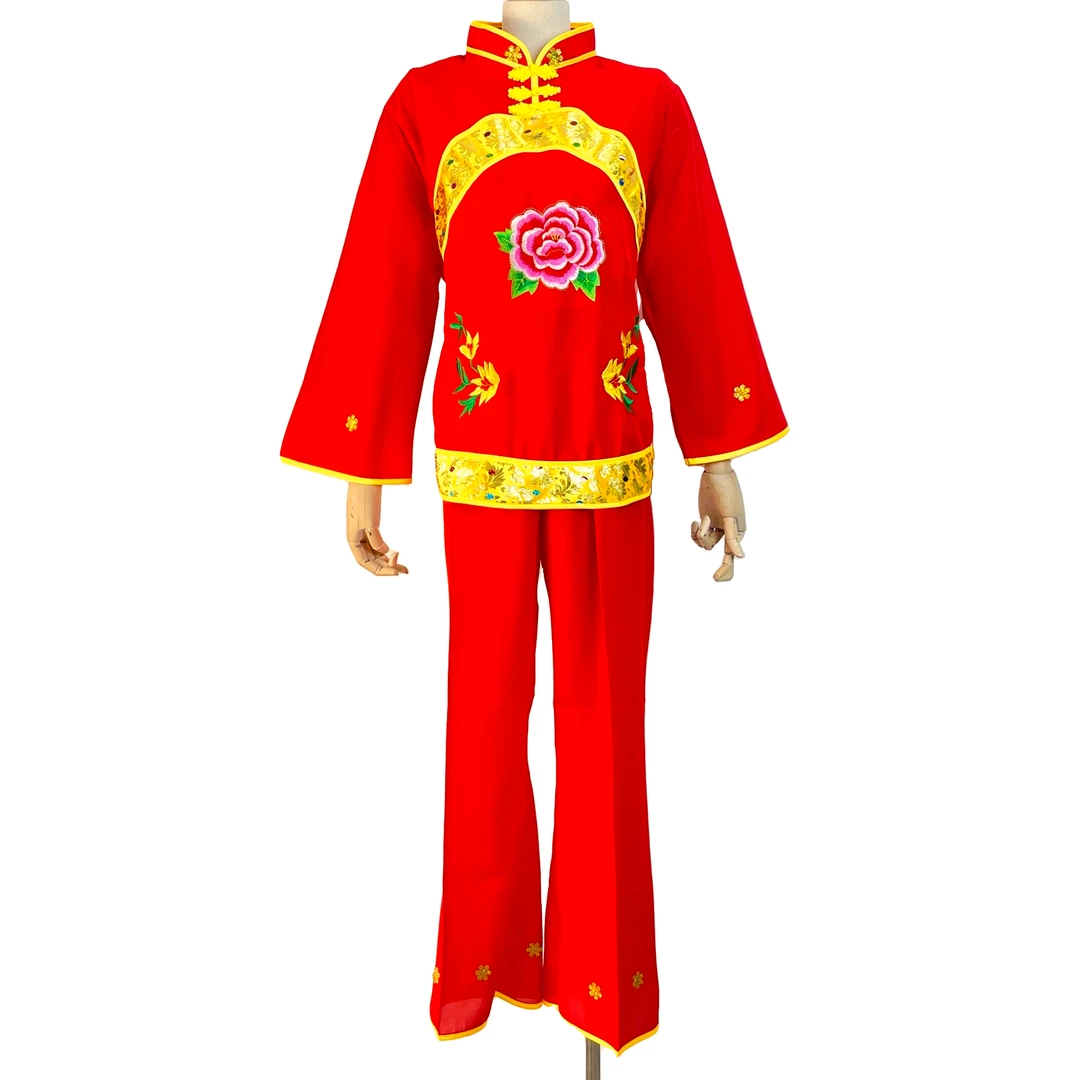 新款秧歌广场舞演出服扇子舞舞台民族舞腰鼓舞