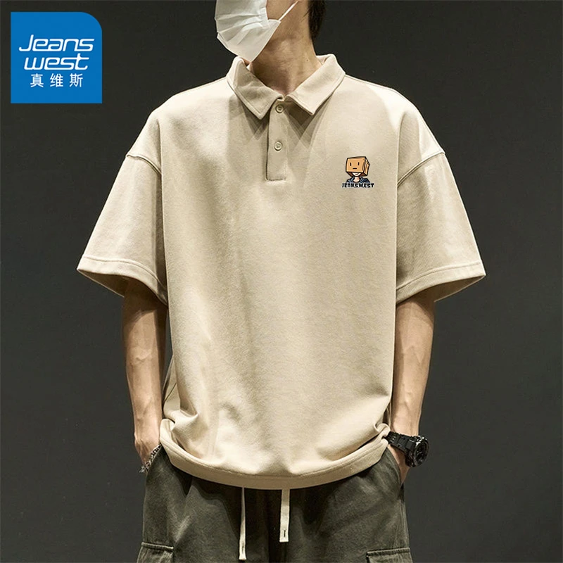 真维斯男士polo衫夏季日系潮流宽松百搭半袖大码休闲衬衫领短袖男