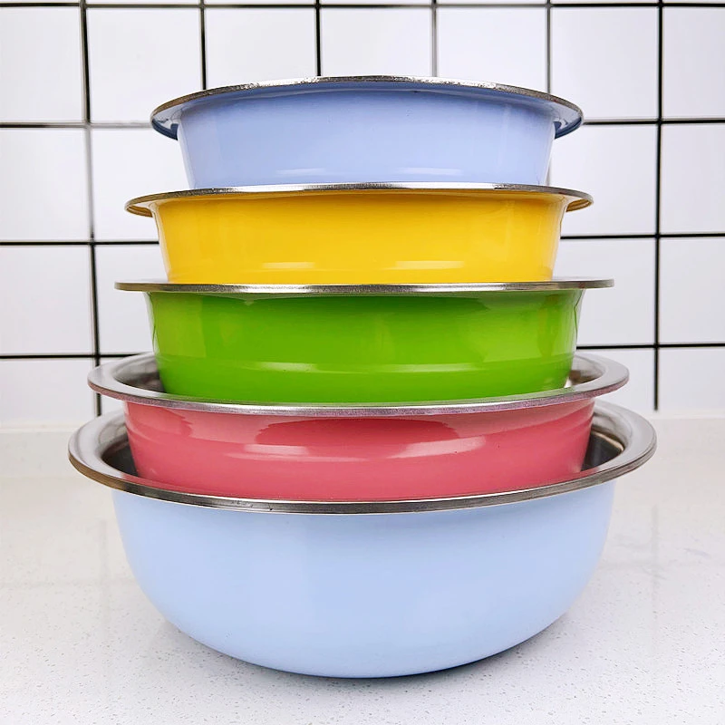 【彩色盆五件套】不锈钢圆形厨房打蛋和面洗菜盆脸盆汤盆子三件套