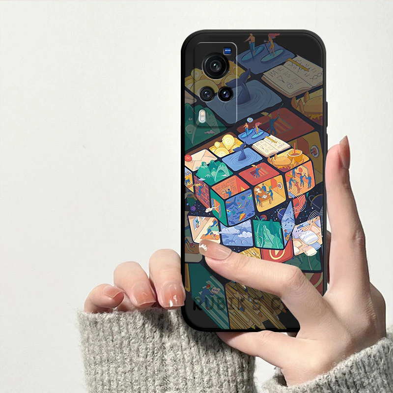 vivox60pro手机壳V2056A涂鸦魔方x60/x60pro+/x60曲屏版防摔超薄