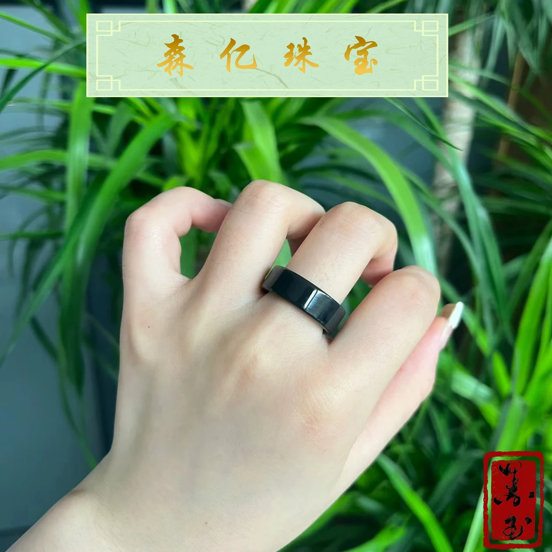 新疆和田玉气质墨玉女款戒指时尚经典情侣简约精美优雅个性指环圈
