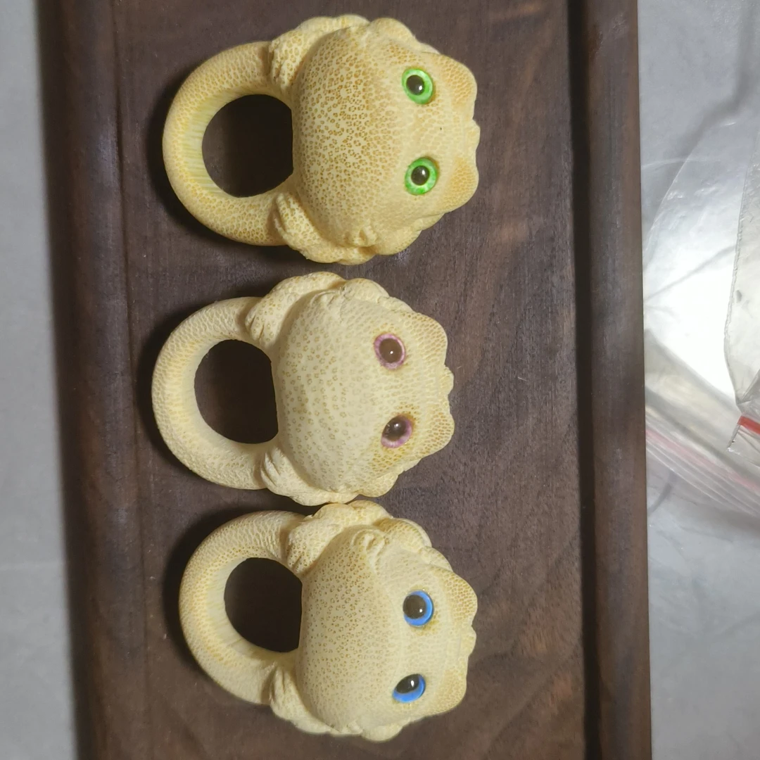 实心竹龙血金丝竹竹雕刻【萌蟾戒指】