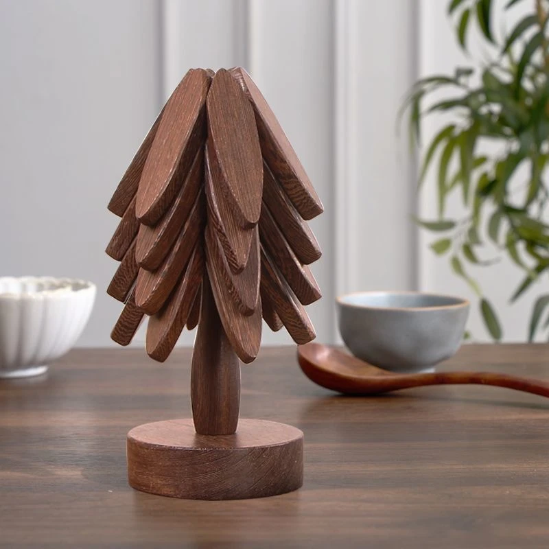 实木隔热垫餐桌垫一棵树防烫耐高温家用厨房菜碗垫子创意杯垫摆件