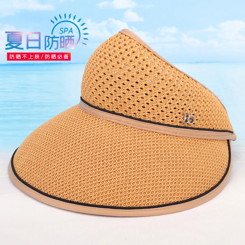 夏季透气遮阳空顶帽中老年防晒大帽檐防紫外线太阳帽妈妈百搭草帽
