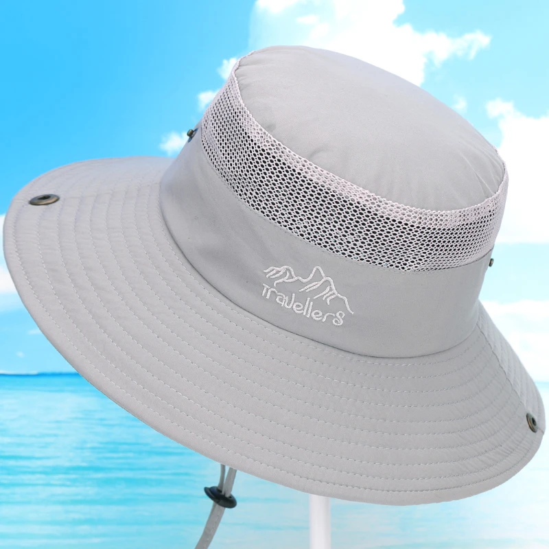 夏季户外遮阳帽春夏防紫外线透气大帽檐速干渔夫帽休闲钓鱼网眼薄