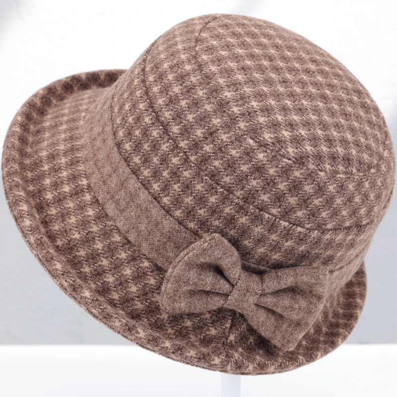 秋冬天中老年毛呢棉帽老年人冬季保暖盆帽奶奶厚渔夫帽老太太礼帽