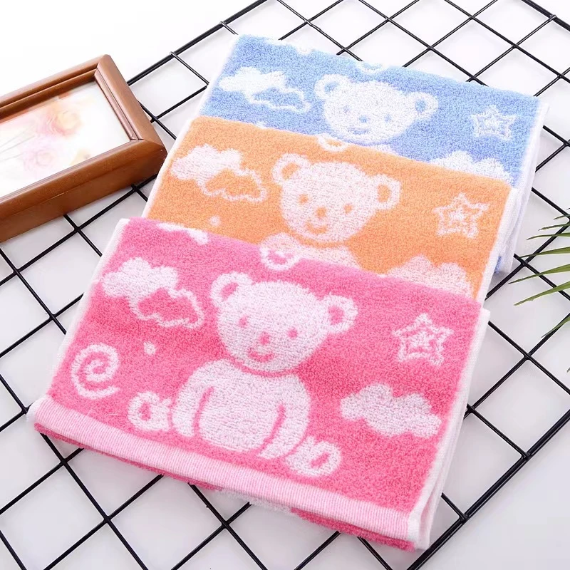 [加厚纯棉]情侣云朵熊家用毛巾25*50童巾柔软可爱棉柔幼儿园吸水