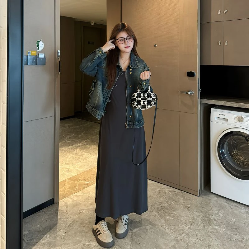 南岛风大码女装2024新款美式复古宽松夹克牛仔外套女ZYY396