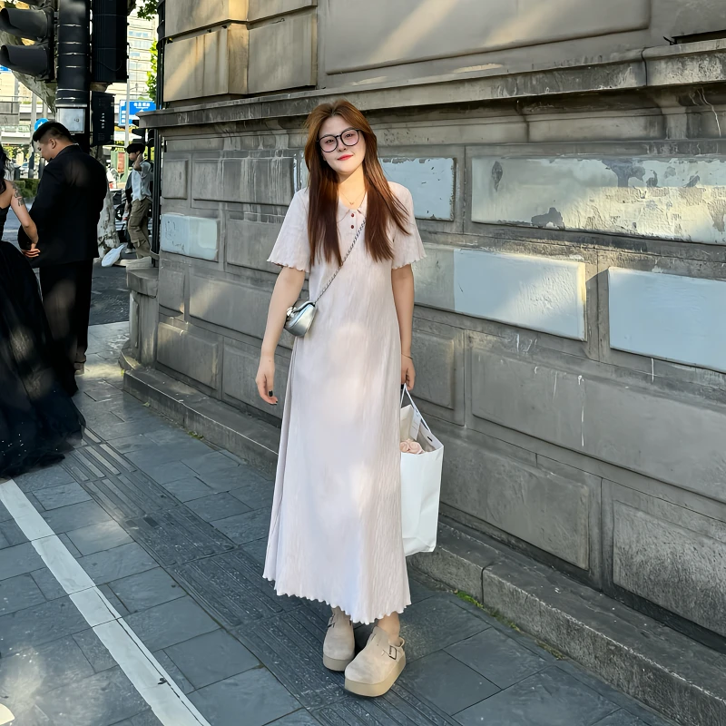 南岛风大码女装2025新夏季法式气质设计感胖mm显瘦连衣裙ZYY658